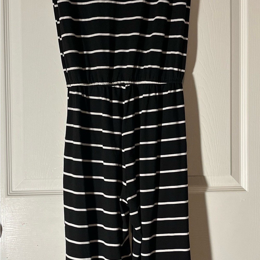Elegant Black and White Striped Women's Jumpsuit